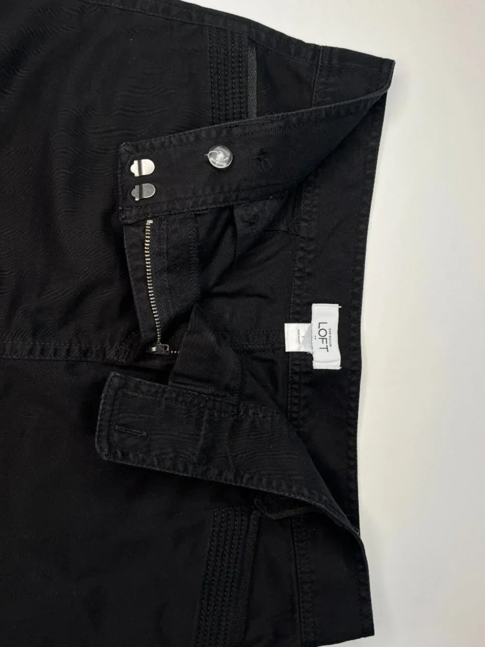 Ann Taylor Loft Black Mini Skirt Size 6 Utility Street Wear Cotton Pockets